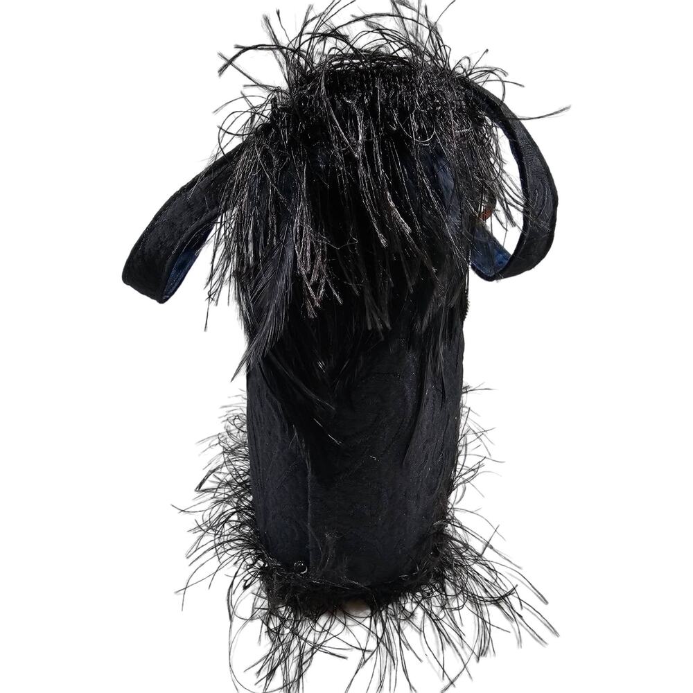 HANDMADE Black Fringe Floral Flower Pocketbook Handbag Purse NEW Signed GIFT - Picture 3 of 9